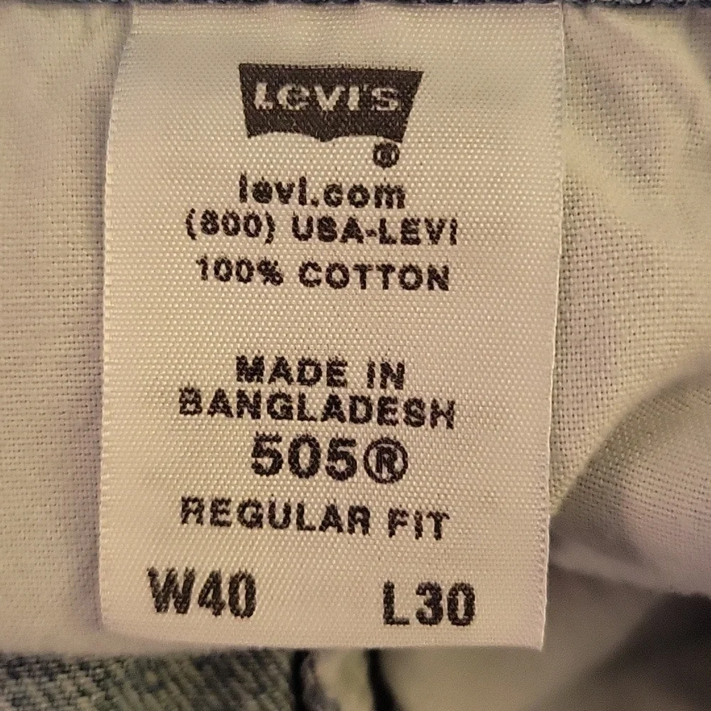 Levi's 505 regular fit denim blue jeans straight 100% cotton medium wash 40x30…
